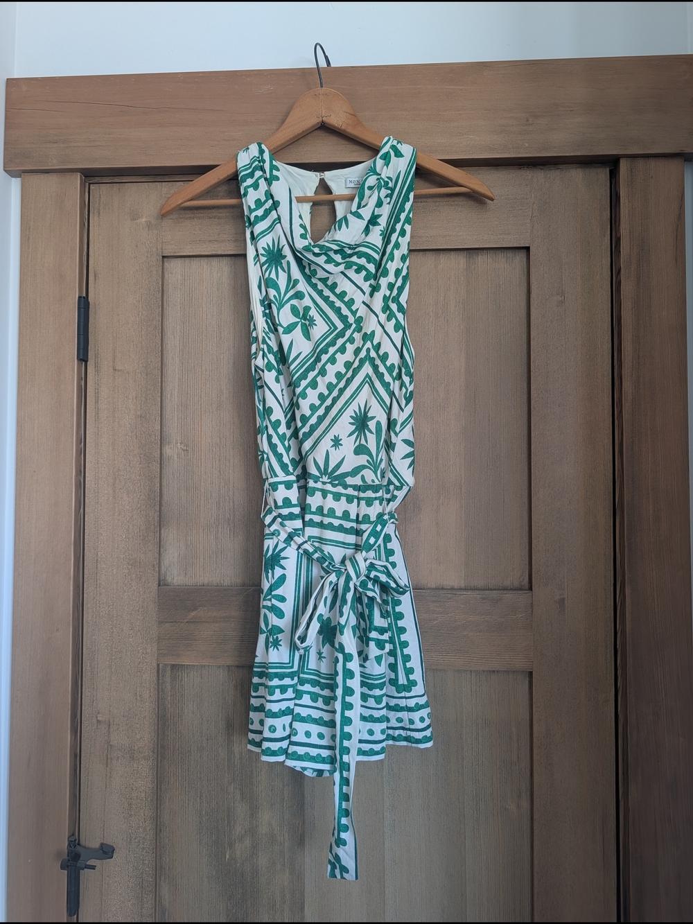 Møn Renn Losas Green & White Printed Tie-Waist Romper